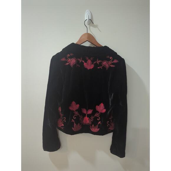 Ett:twa Anthropologie Velvet Embroidered Blazer Jacket - Picture 7 of 7